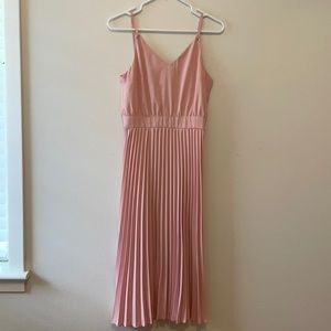 Pink spaghetti strap tea length dress